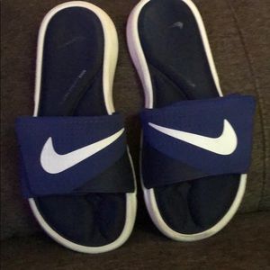 blue nike slides